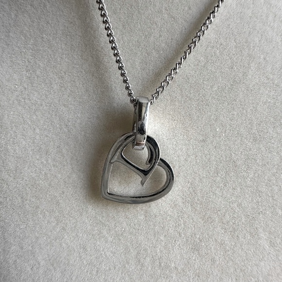 Dior “D” Silver Heart Pendant Necklace - Picture 1 of 8